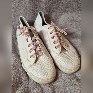 Tommy Hilfiger Cream Sneakers with Red Laces